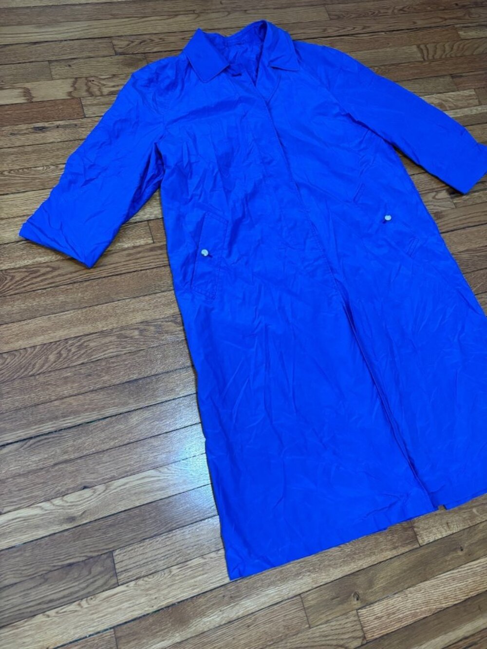 Vintage Burberrys Prorsum Collection Womens Trench Rain Jacket Coat Sz 12 Blue - Picture 3 of 10